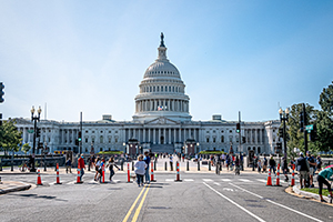 Capitol Building and People walking around it